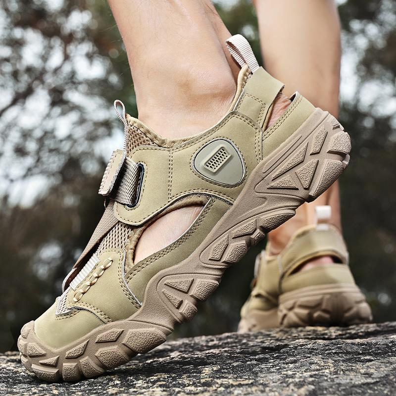 Fashion Men's Breathable Mesh Shoes Classic Travel Hiking Shoes Summer Outdoor Walking Sneakers Anti-collision Toe Male Treking Footwear