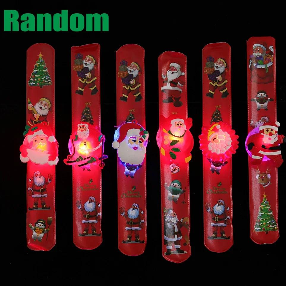 

Christmas Glowing Snap Bracelet Father Christmas Sparkling Wristband Santa Claus Luminous Clap Bracelets Festival Carnival Prop 1pcs