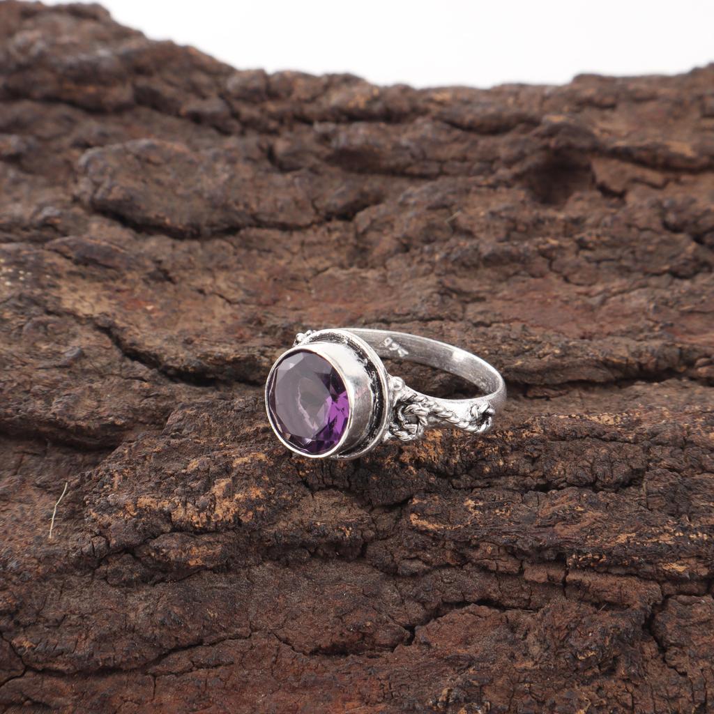 African Amethyst Ring, 925 Sterling Silver Gemstone Jewelry, Handmade Ring, For Thanksgiving Gift