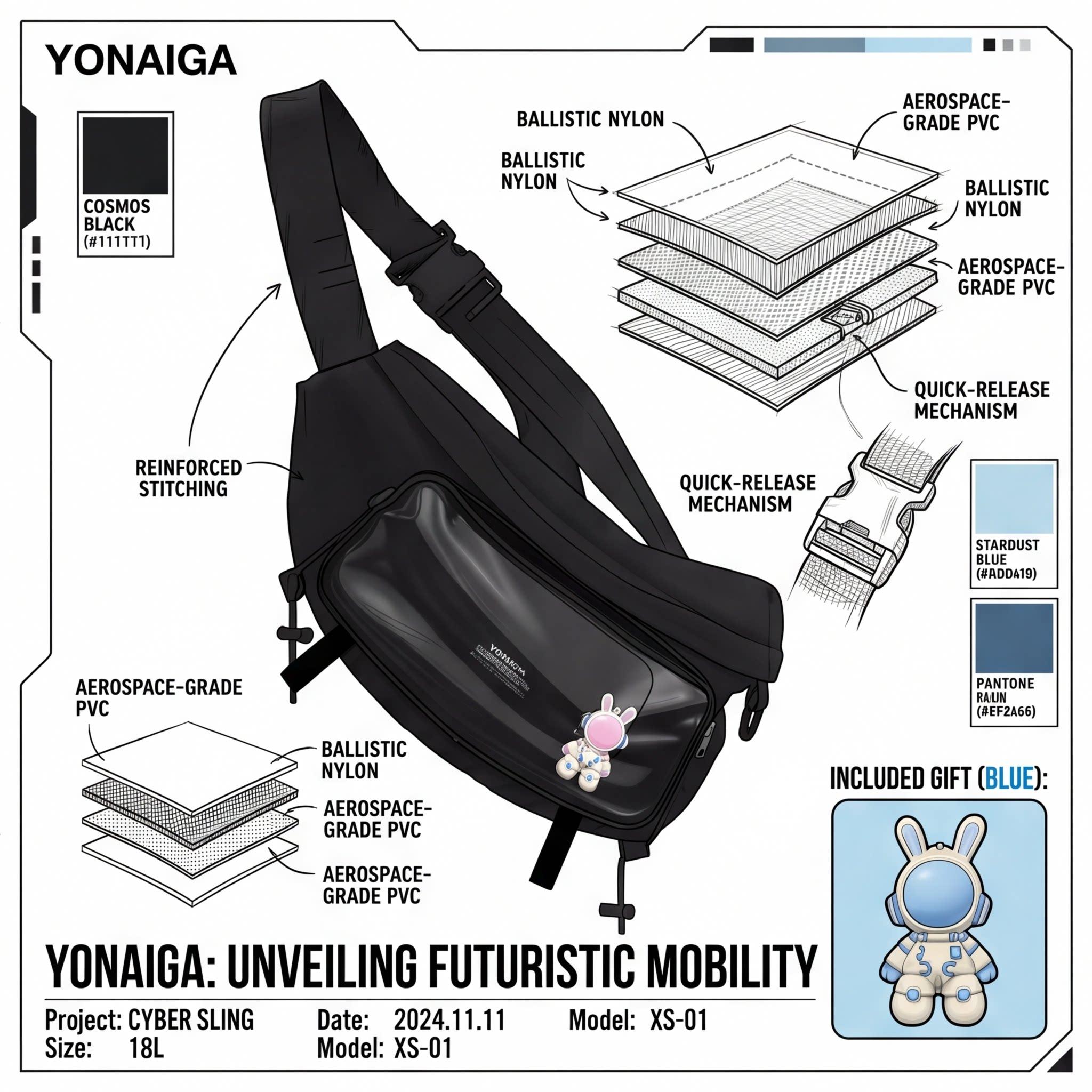 YONAIGA + original ins niche design feeling pain bag nylon breast bag men s and women s versatile shoulder messenger bag