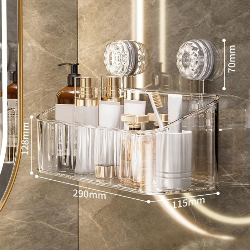Spacious Wall Mounted Shower Rack Waterproof Plastic Storage Basket for Bathroom Cosmetics Soap