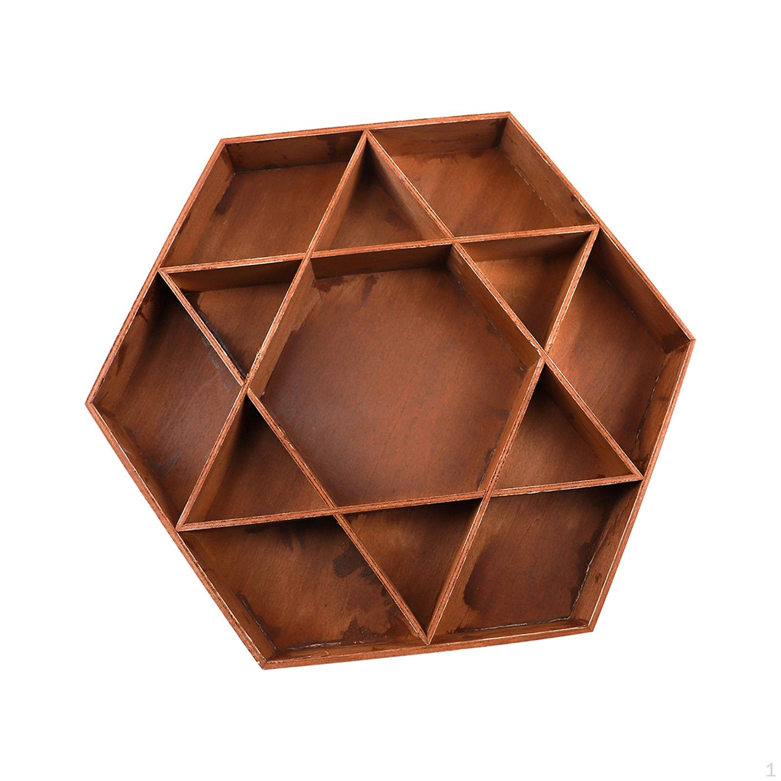 

Divided Platter Food Serving Tray Multifunctional Organizer Wooden for коричневий