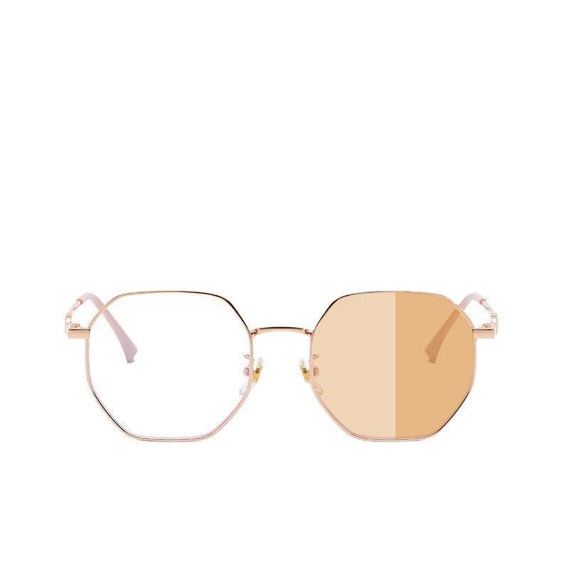 Women'S Metal Photochromic Glasses Frame, Uv‑Protection Spectacles, Supports Prescription & Plain Lenses