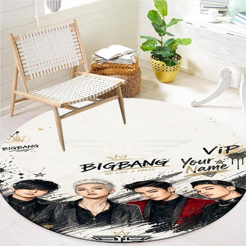 Bigbang Music Custom Name Round Area Rug Carpet Rug For Living Room Bedroom Sofa Playroom Decor Nonslip Floor Mat