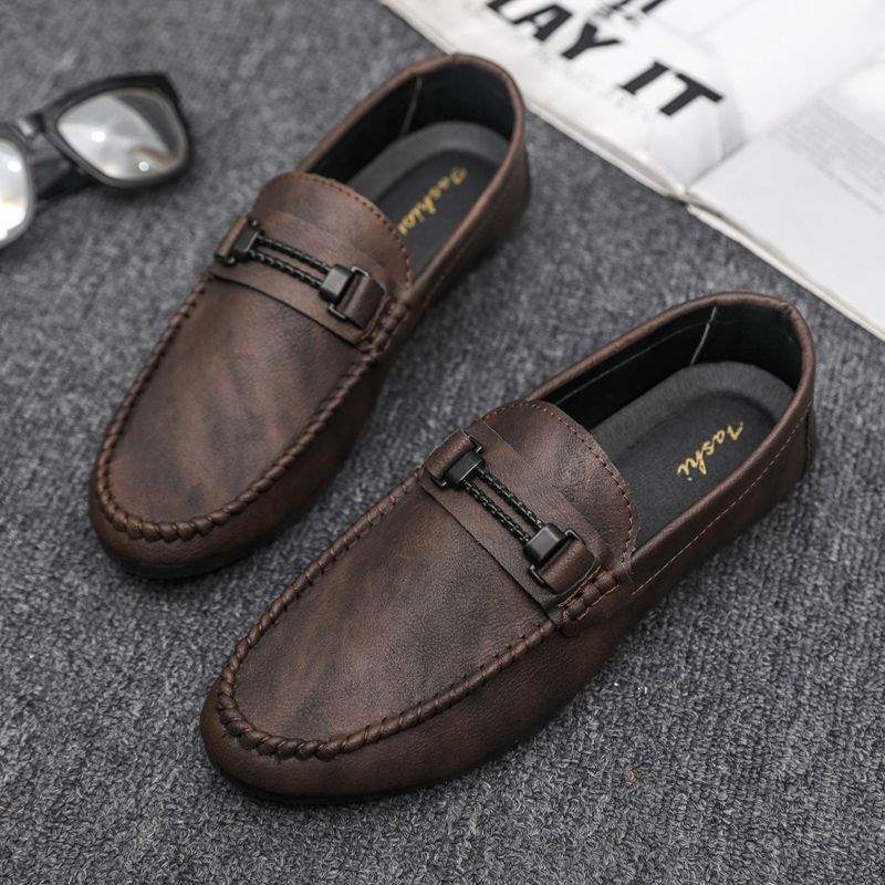 Dress Trend Autumn Lightweight Men's Loafers Doudou Shoes Simple Korean Version Non-slip Men's Shoes Small Leather Shoes Thick-soled Breathable