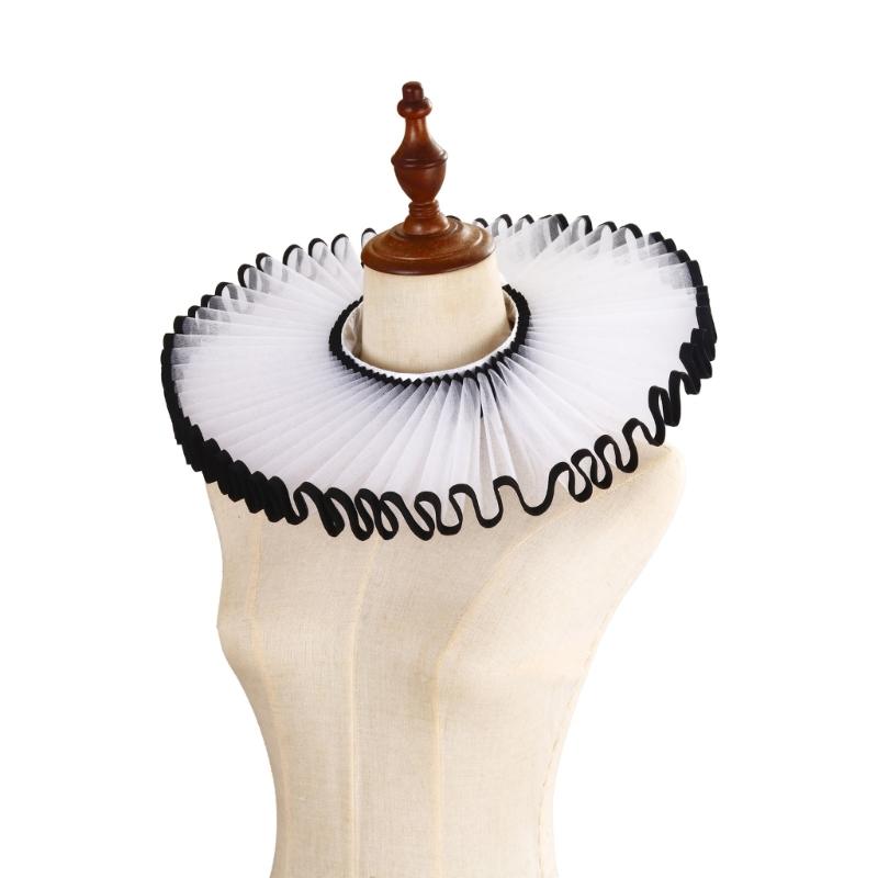 Handmade Ruffle Neck Collar Ruff Collar Adjustable Collar for Masquerades Parties Cosplay Event Costume Neckwear All Age