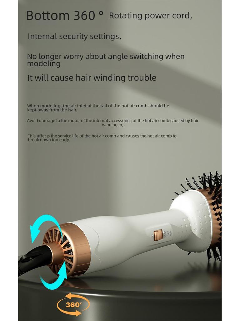 Drei-in-Eins Heißluftkamm mit negativen Ionen: Locken, Glätten & Stylen