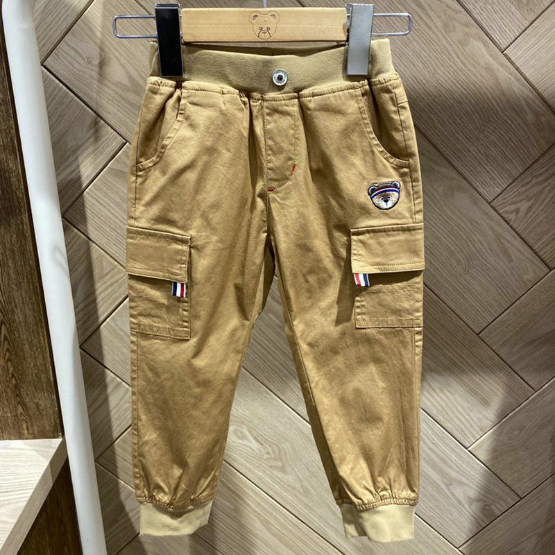 

Kids Trendy Cargo Pants - Boys Spring/Autumn Korean Style Long Pants 130 cm хаки