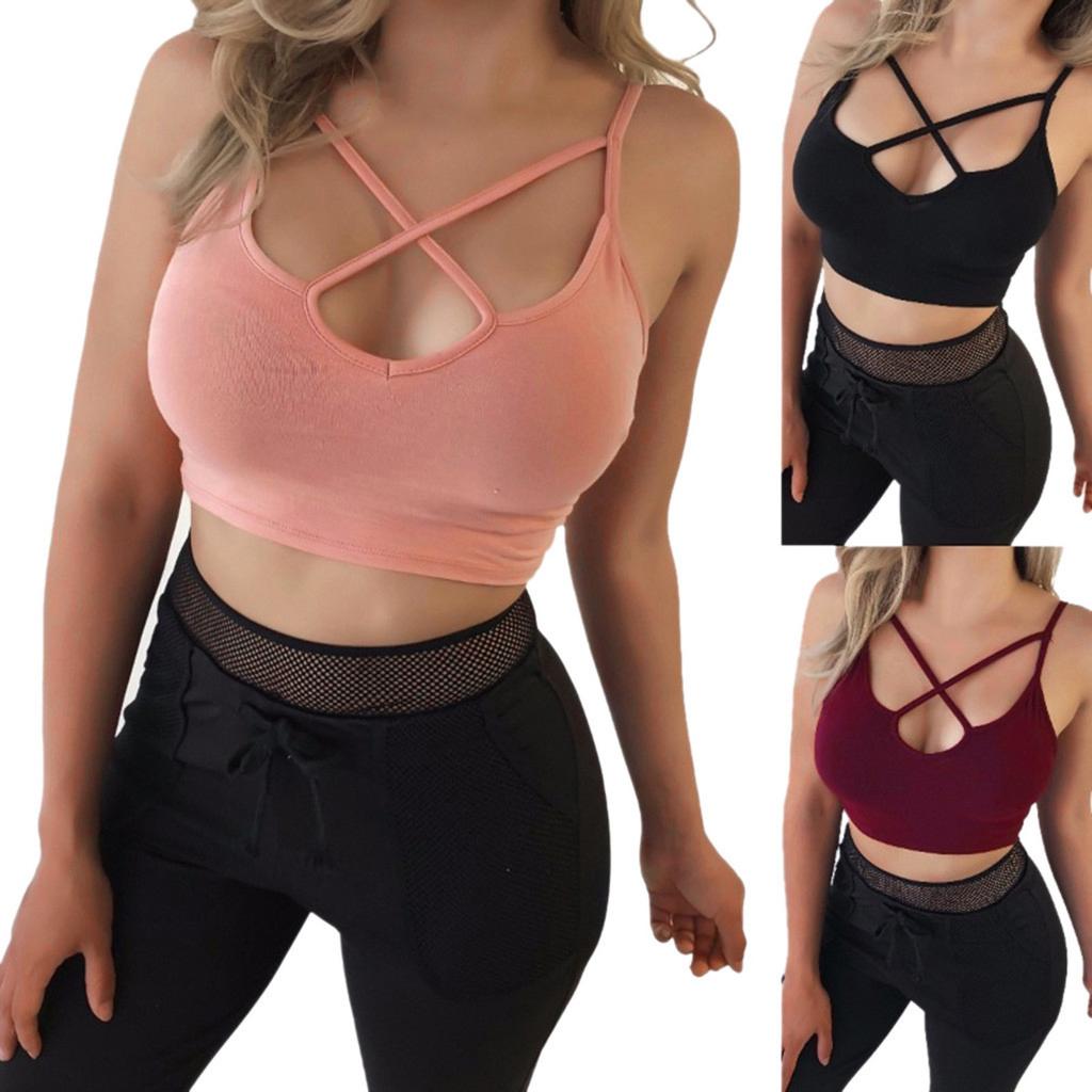 Damen Farbiger Cross-Over-Camisole-Bodysuit Sexy Tanktop