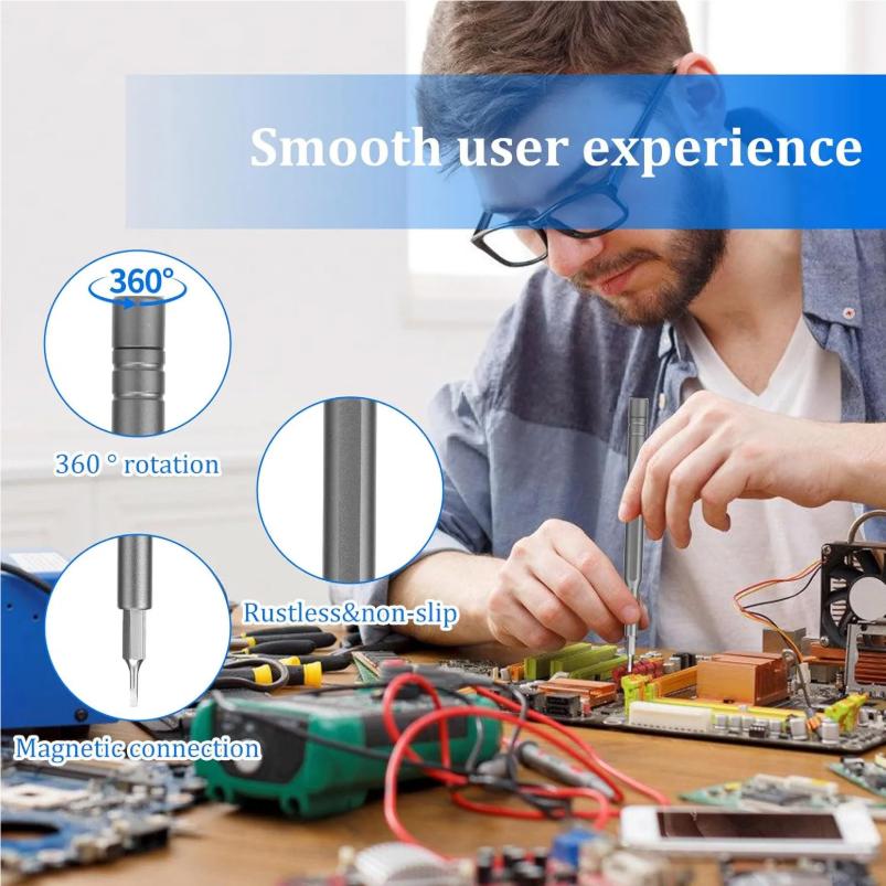 Precision Screwdriver Set Magnetic Precision Screwdriver With 360° Rotating Cover Screwdriver Set Small For Mobile Phones Laptop