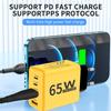 PD Total 65W Quick Charge 3.0 USB 4 Ports Fast Charging Wall Charger Adapter For For iPhone15 Samsung  Xiaomi US/EU Plug
