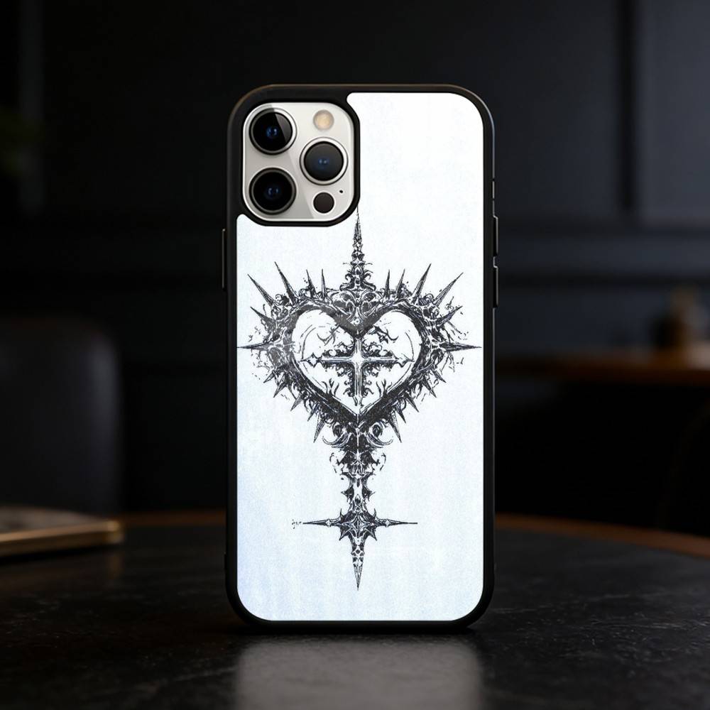 Gothic Cyber Sigil Cross Eyes Skull Phone Case For iPhone 17/16/15/14/13/12/Plus/Pro/Max for Magnetic Wireless Charging