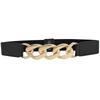 Elastic Belt Women'S 8-Character Metal Chain Snap Buckle With Dress Coat Suit Temperament Elastic Waist Seal
