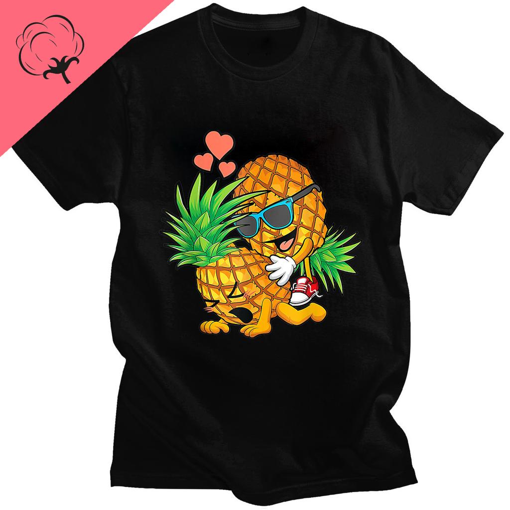 Novelty Short Sleeve Crew Neck T-shirt Boys Girls Pineapple Pizza T-shirt Hawaiian Pizza Is A Delicious Cotton T-shirt