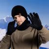 3pcs Warm Hat Scarf Gloves Set Solid Color Winter Beanie Hat Hiking Thermal Knit Cap  Cold Weather