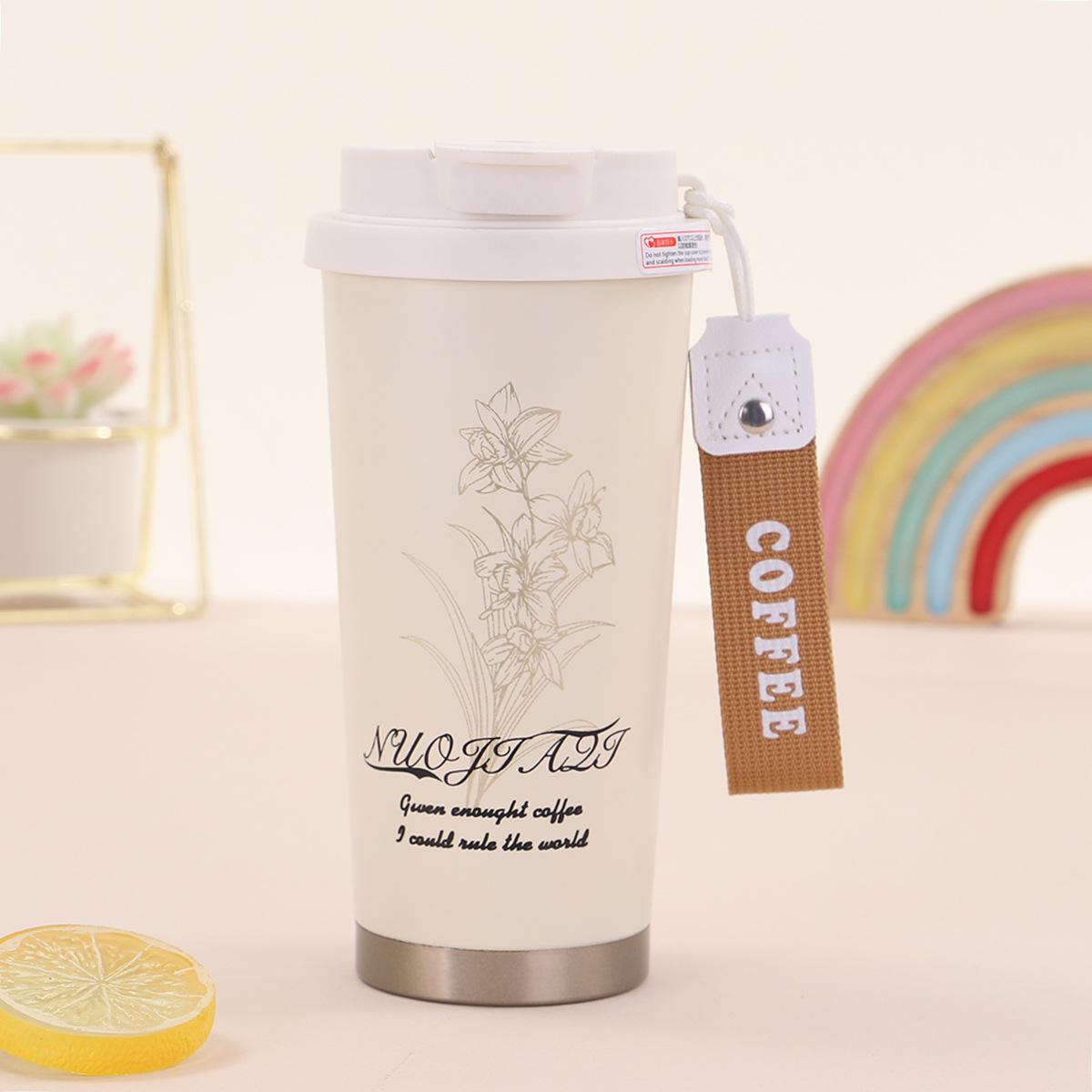 

Нова термокружка з нержавіючої сталі, високий рівень зовнішнього вигляду, форма дзвіночка, портативна, для подвійного пиття, чашка для кави, велика місткість, чашка з соломинкою 500ml