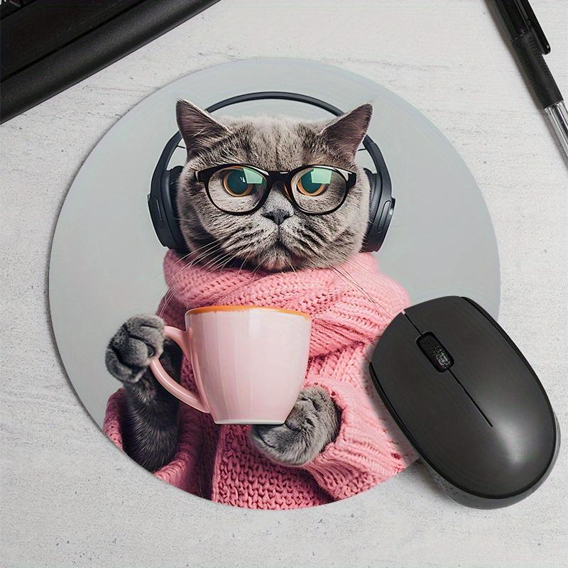 Random Placement Printed Cat Round Portable Mouse Pad Computer Office Desk Mat Durable Non-Slip Thickened Cartoon Table Mat