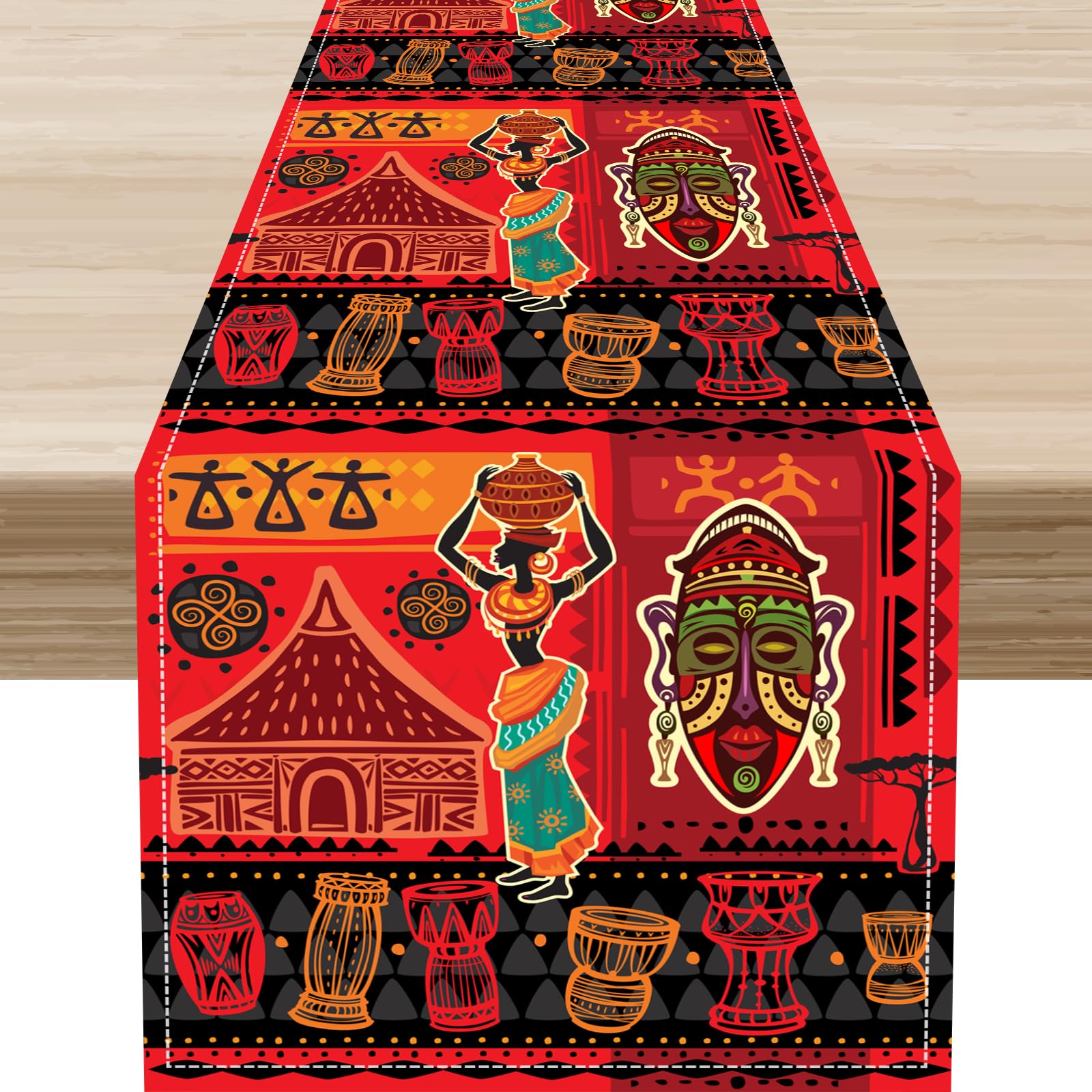 Traditionele Afrikaanse Linnen Tafel Runner Woondecoratie Abstract Geometrisch Afrikaans Stammen Keuken Eettafel Runners Feestdecoratie 150x33cm