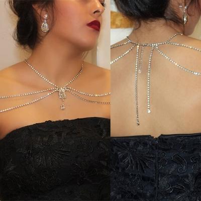Multilayer Diamond Tassels Shoulder Chain Aesthetic Female Necklace Body Jewelry