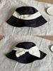 Elegant Bow-Tied Fisherman's Hat Women Side Slits Wide Brim, Face-Covering Design, Foldable, Cotton-Linen Blend, Sun Protection