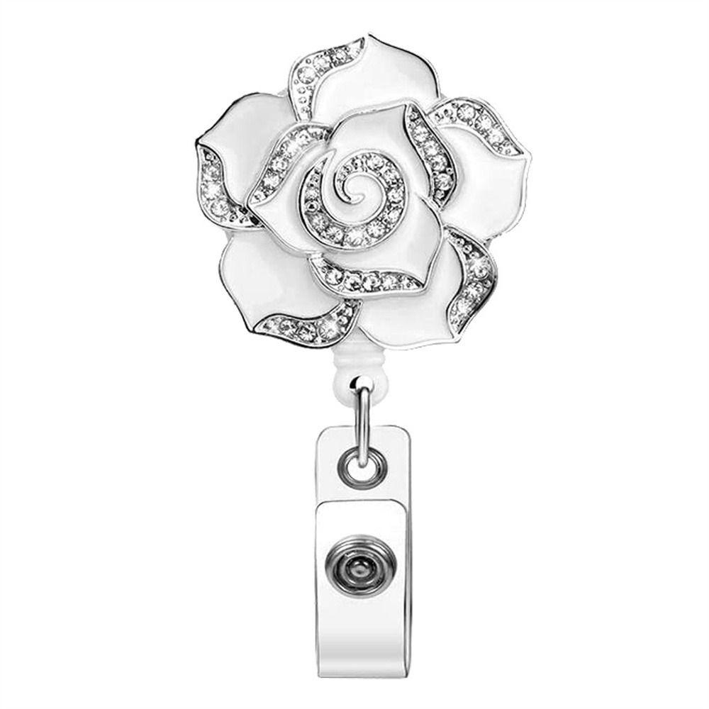 Flower ID Card Badge Clip  Badge Reel Certificate Clasp Badge Holder Retractable Badge Reel