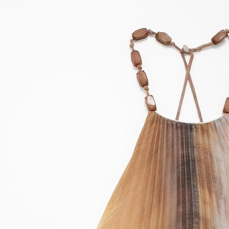 Сексуальное плиссированное длинное платье с принтом тай-дай — фото 9