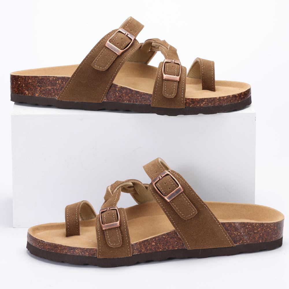 Fashion Comwarm New Women's Cork Footbed Sandals with Arch Support Comfortable Slip-On Slide Sandals With Adjustable Buckle for Summer