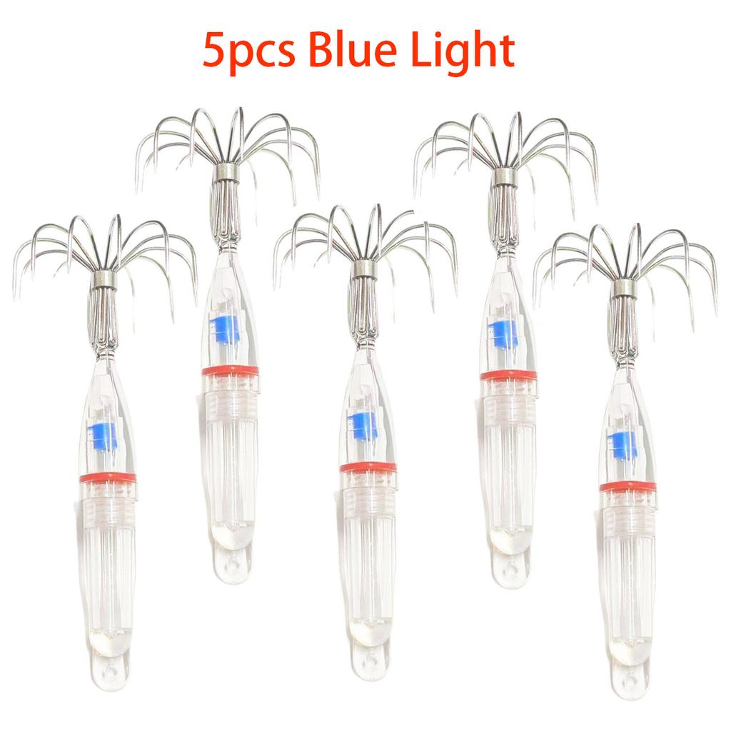Luminous Fishing Hooks Squid Jig Hooks Waterproof LED Light To Lure Fish Multi-hooks Tackle Fishing Accessories 1/3/5pcs