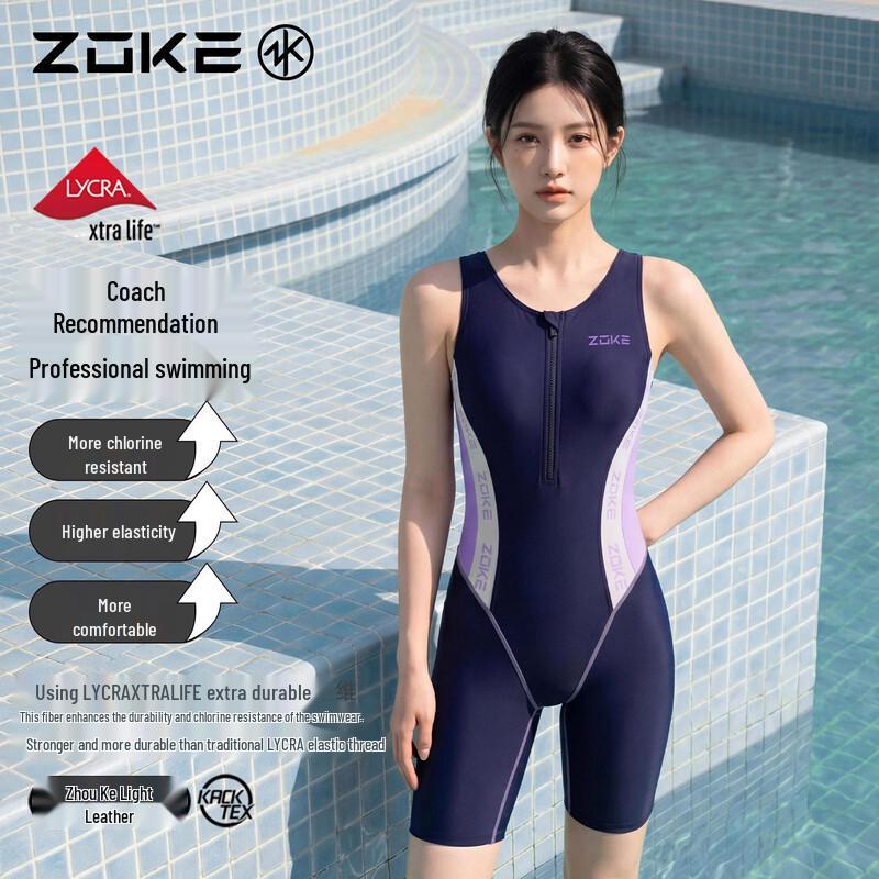 ZOKE Women s One-Piece Competitive Training Kneesuit Swimsuit XL