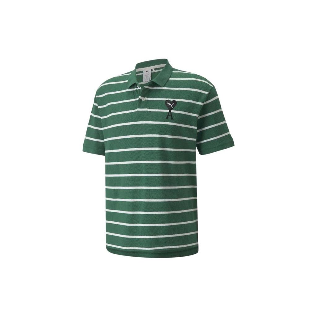 PUMA X AMIPARIS Puma X Ami Co Branded Series Polo Shirts Men's Verdant Green Polo Collar Moderate Straight Fit 534067-96