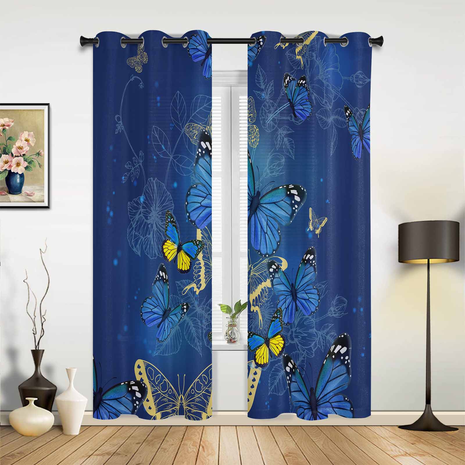 Бабочка Цветок Синие Шторы на Окно Для Гостиной Роскошные Шторы Для Спальни Кухонные — фото 2