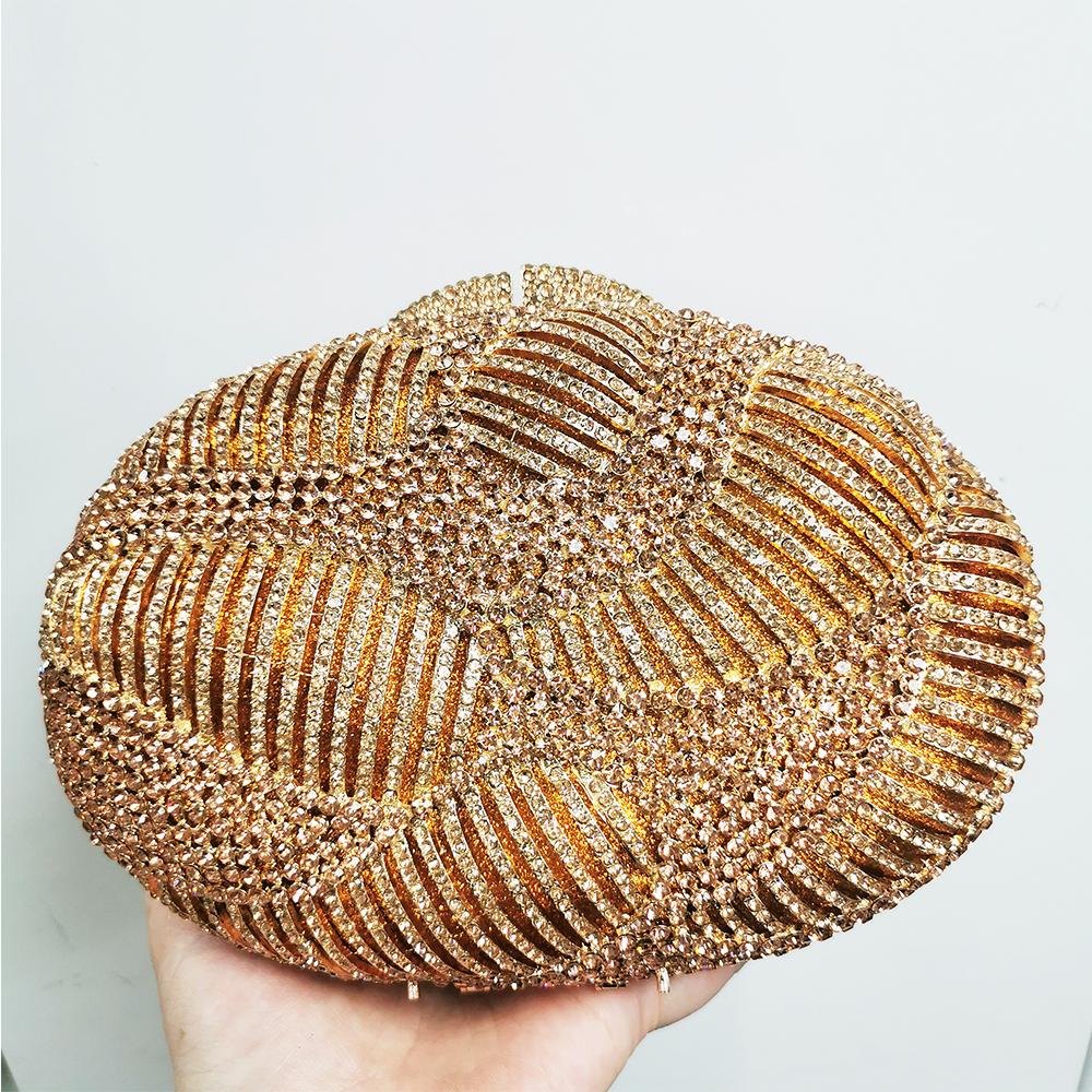 

Ladies Diamond Crystal Evening Clutch Bag Wedding Purses Clutch Silver/Gold Metal Oval-Shape Bags Luxury Designer AB Rhinestone шампанского