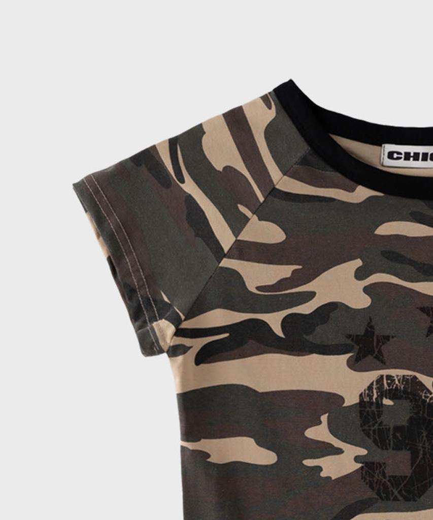CHICKS Star Camo Slim Fit Tee Beige