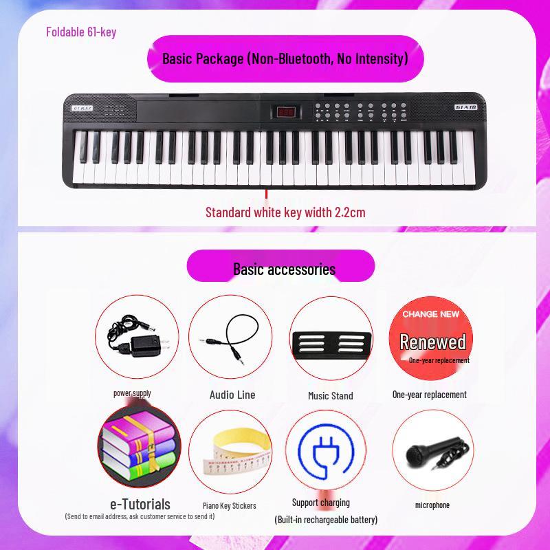 Rechargeable 88-Key Foldable Digital Piano: Bluetooth & MIDI, Perfect for Beginners & Kids