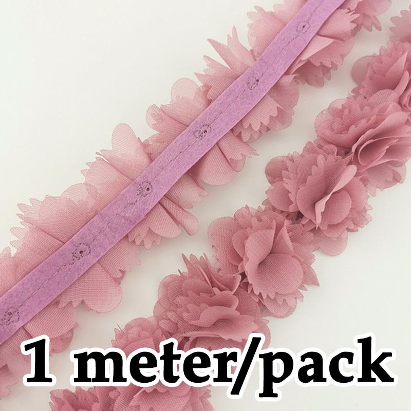 

Pink Meat Chiffon Lace Fabric Ribbon Decoration Flower Gift Ribbon Handicraft Non-woven Fabric Bottom Laces 50mm Width