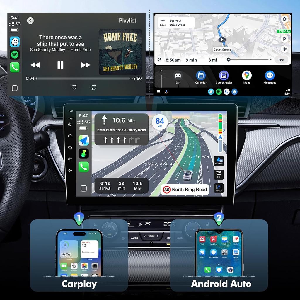9 Inch IPS Touchscreen Android 13 Car Stereo for Honda CR-V 2007-2011 with Wireless CarPlay & Android Auto, GPS, WiFi, Bluetooth
