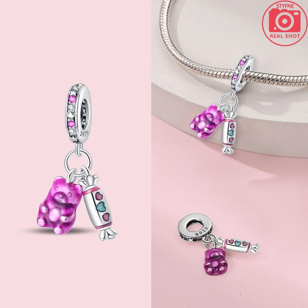 Charms Copper Original French Fries Pizza Wine Bottles Gummy Candies Beads Fit Bracelet Jewelry Women Diy Necklace Gift