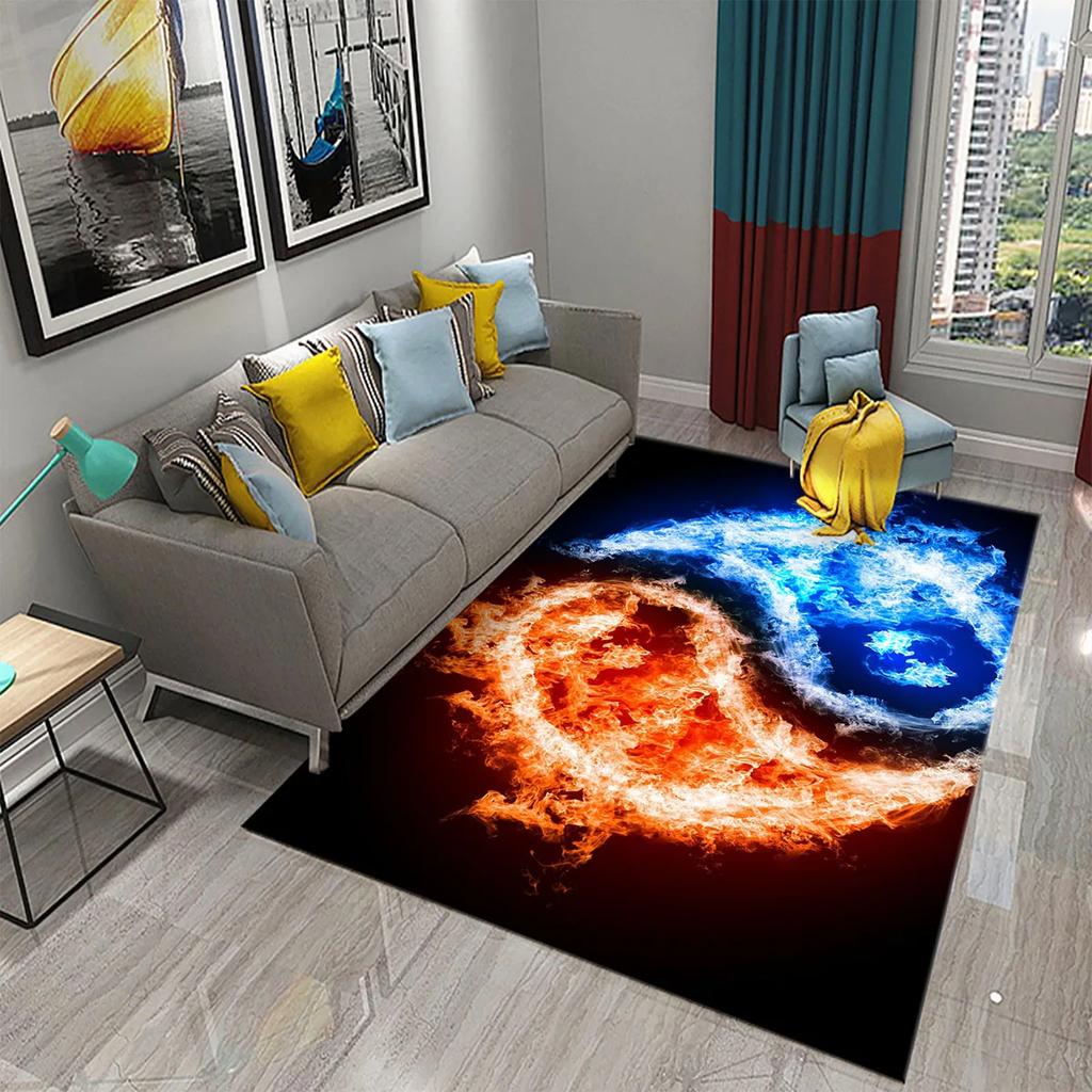 3D Yin Yang Carpet Black and White Rugs Bathroom Door Non-slip Mat Porch Living Room Kitchen Door Mat Bedroom Balcony Decor Mat