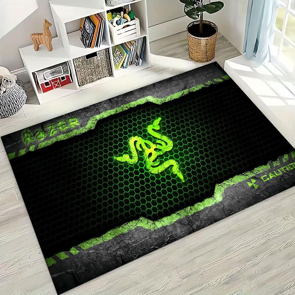 Fashion Razer Logo Moto Art Rug for Bedroom Living Room Sofa Home Doormat Decor, Large Kid Non-slip Floor Mat