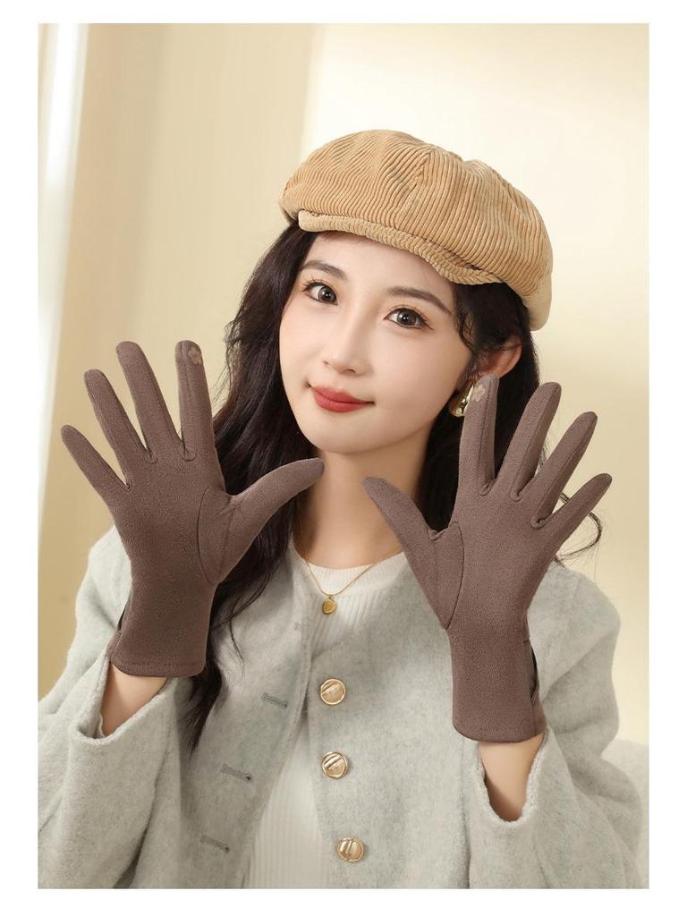Women's Suede Winter Gloves: Warm, Fleece-Lined, and Windproof for Cycling and Driving