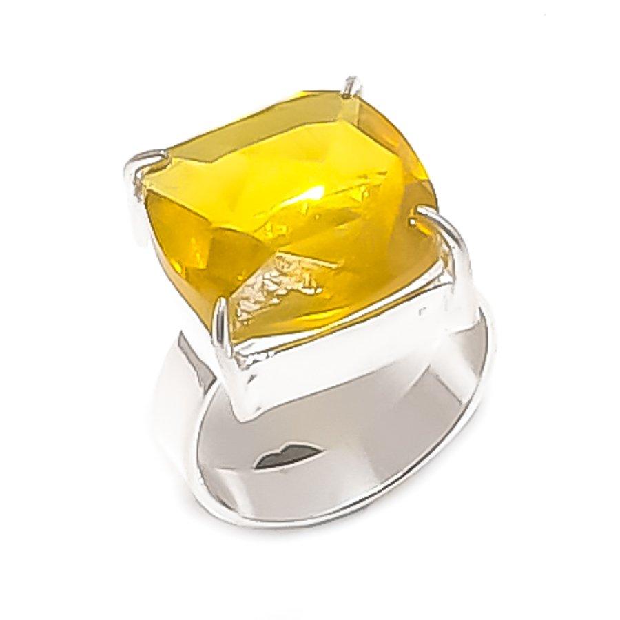 

Natural Citrine Gemstone Handmade 925 Sterling Silver Jewelry Ring Size 7 ETC-13493
