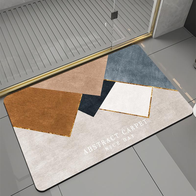 

Geometric Bathroom Absorbent Mat Diatomaceous Earth Soft Mat Toilet Non-Slip Easy Care Absorbent Quick-Dry Foot Mat 40*60cm*2.5mm