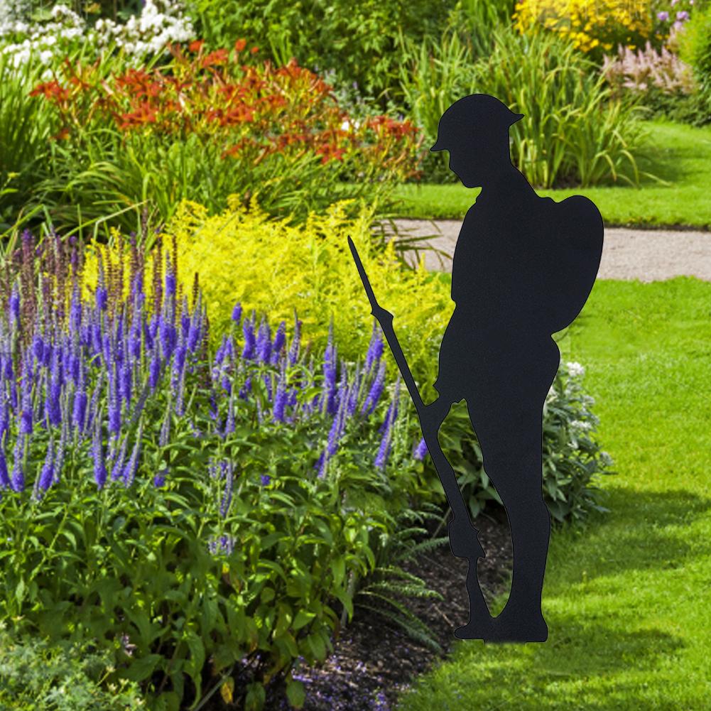 Metal Soldier Garden Courtyard Ground Insert Garden Decoration Ground Insert Lawn Decoration for Garden Party Outdoor Statues