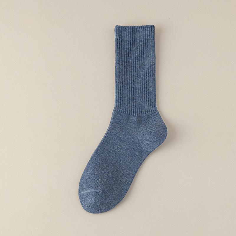 

Носки до середины икры мужские весенне-осенние однотонные хлопковые носки повседневные и универсальные мужские дышащие длинные носки до икры 1 pair синий