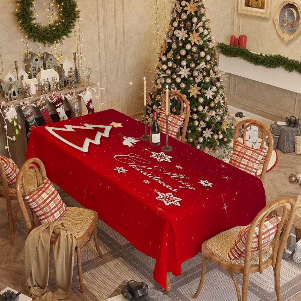 Christmas Tablecloth Red Festive Decor for Living Room Dining Table Rectangular Holiday Atmosphere