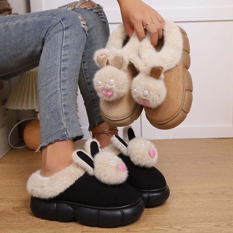Fashion Cotton Slippers Women's Autumn and Winter Wear 2025 New Indoor Home Platform Heightened Warm Plush Shoes