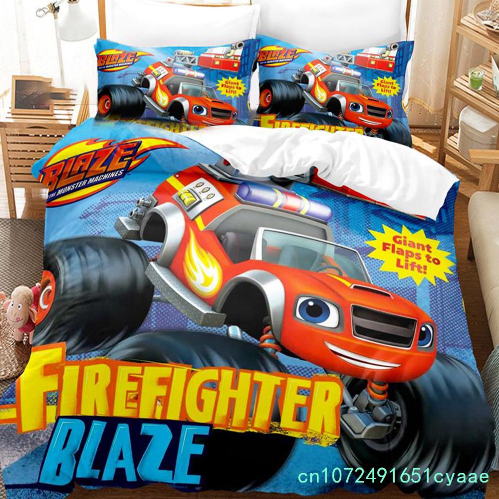 Cartoon Blaze En Monster Machines Snelheid Beddengoed Set Jongens Meisjes Twin Queen Size Dekbedovertrek Kussensloop Bed Jongens Volwassene