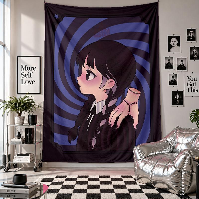 Wall TapestryWednesday Addams Art Hanging Cloth Decorative Background Cover for Room Decoration