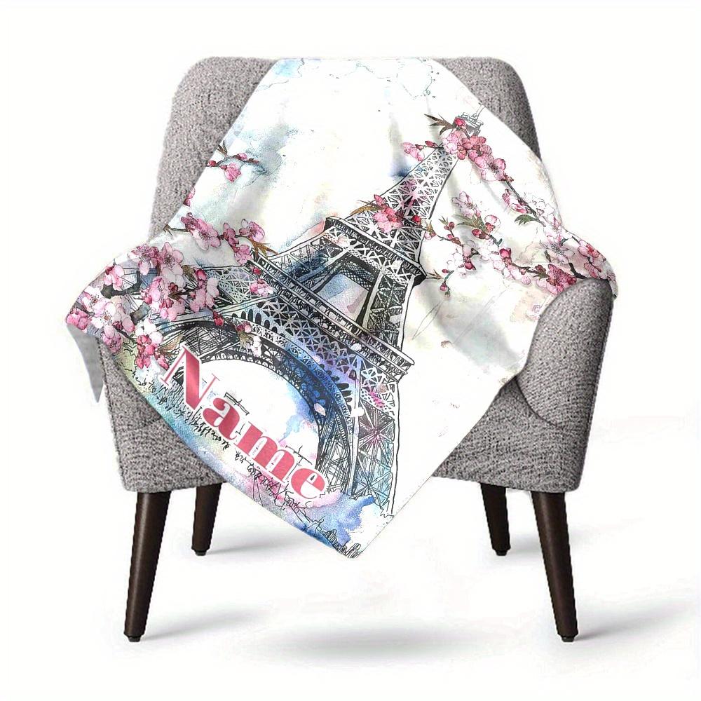 Spring Blossoms Eiffel Tower Home Blankets Comfortable Soft Lightweight Multipurpose Blanket For Picnics Sofas Offices Beds Living Rooms Perfect Gift