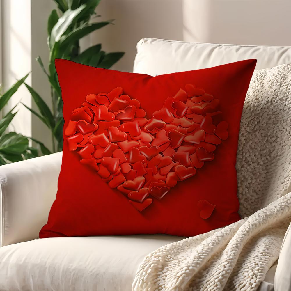 Romantic Valentines Day Heart Patterns cushion cover For Pillow Printing Sofa Decoration Home Room Shop Office Nordic Simplicity